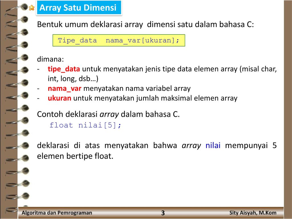 Contoh Program Array Dimensi Bahasa C